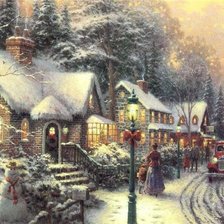 Схема вышивки «Заснеженная улица»