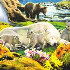 Схема вышивки «волки»