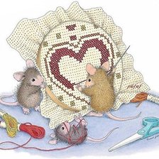 Схема вышивки «мышки за работой»