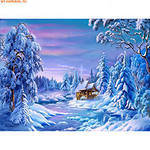 Схема вышивки «зимний домик в лесу»