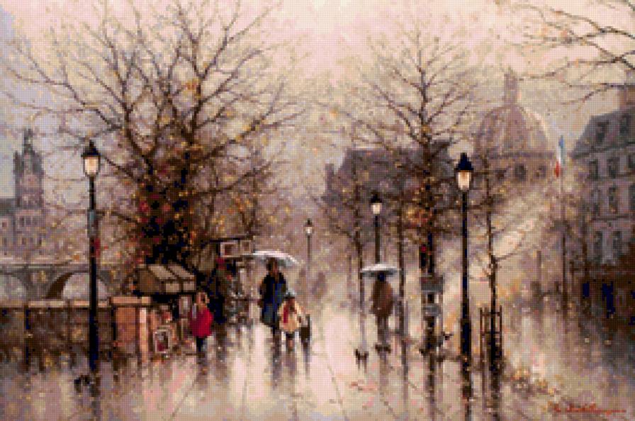 городской пейзаж - город, дождь, городской пейзаж, вечер - предпросмотр