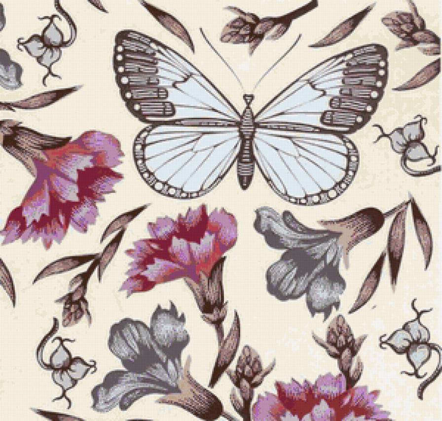 Сюжет для подушки - подушка, васильки, цветы, цветы и бабочки, подушки, бабочка - предпросмотр