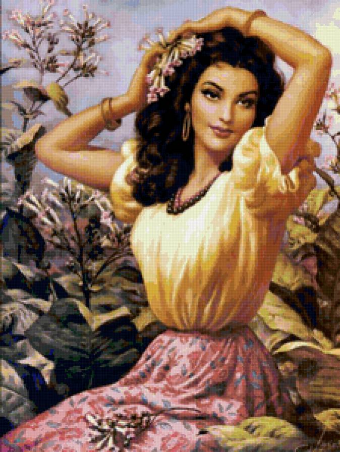 Дева - девушка, цветы, красота - предпросмотр