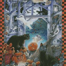 Схема вышивки «Lesleys Кошки На Хэллоуин»