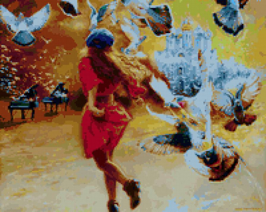 танец с голубями - девушка - предпросмотр