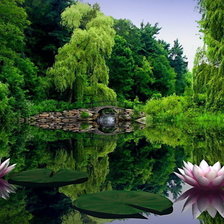 Схема вышивки «Лилии на озёрной глади»