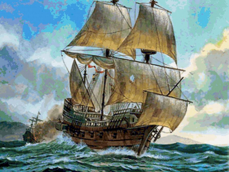 Победа "Бригантины" - море, корабль, бой кораблей - предпросмотр