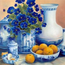 Схема вышивки «Сине-белый натюрморт»
