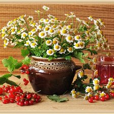 Схема вышивки «Ромашки и смородина»