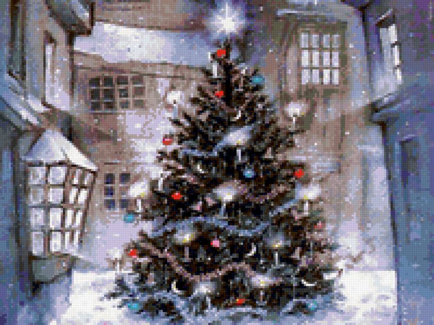 новогодняя ёлка во дворе - новогодняя елка, елка во дворе, елка, новый год - предпросмотр