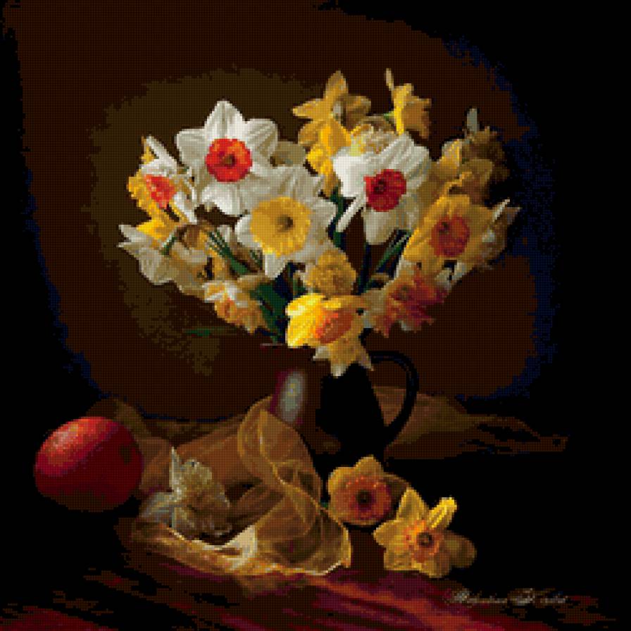 натюрморт - натюрморт, нарцисы, цветы - предпросмотр