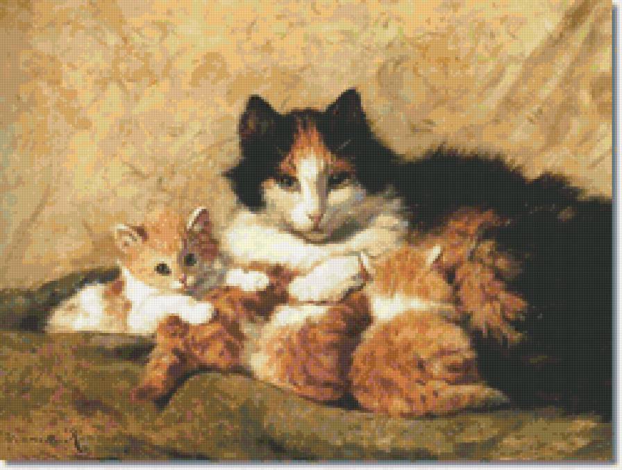 Henriette Ronner-Knip - котята, кошка - предпросмотр
