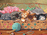 Схема вышивки «котята в лукошке»