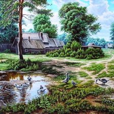 Схема вышивки «В деревне»