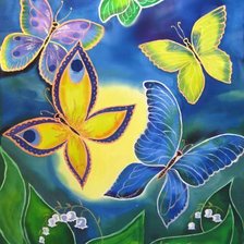 Схема вышивки «бабочки на цветах»