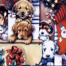 Схема вышивки «Новогодниё собачки»