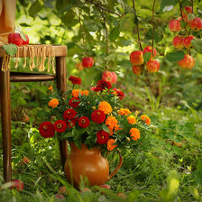 Схема вышивки «Бархатцы на фоне»