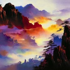 Схема вышивки «закат в горах»