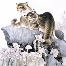 Схема вышивки «кошки»