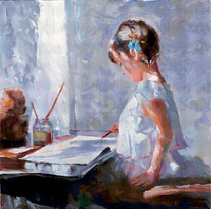 Художница. Волегов. - картина, девочка, живопись, волегов, дети - предпросмотр
