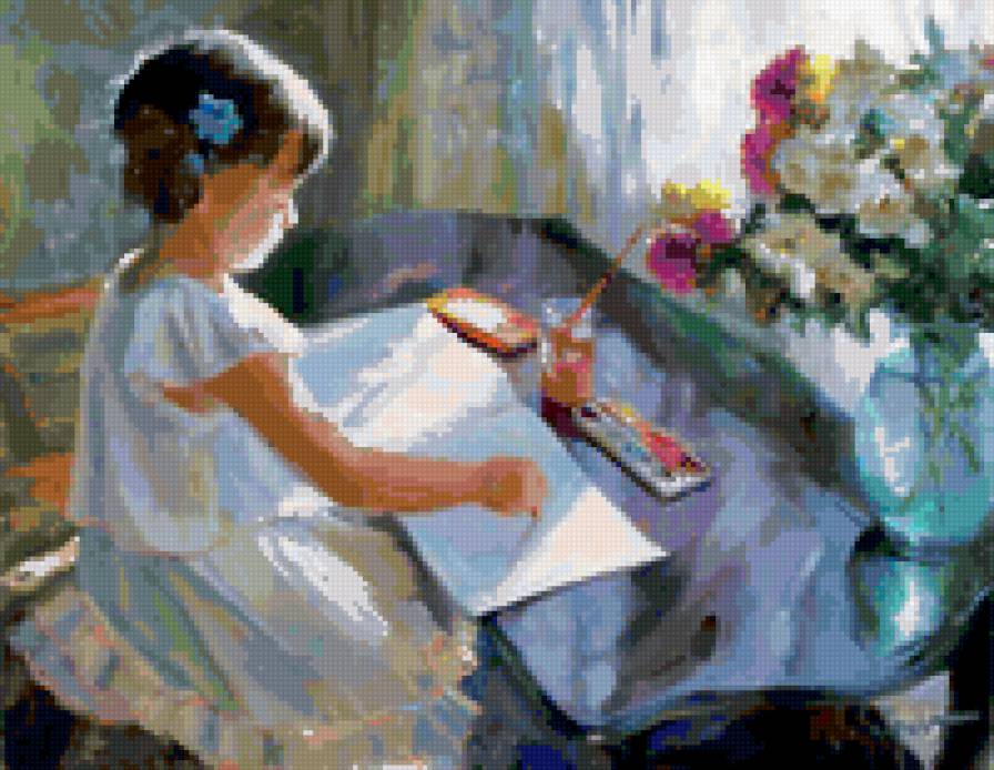 Художница2. Волегов. - дети, живопись, картина, девочка, волегов - предпросмотр