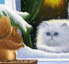 Схема вышивки «Кошка и белка»