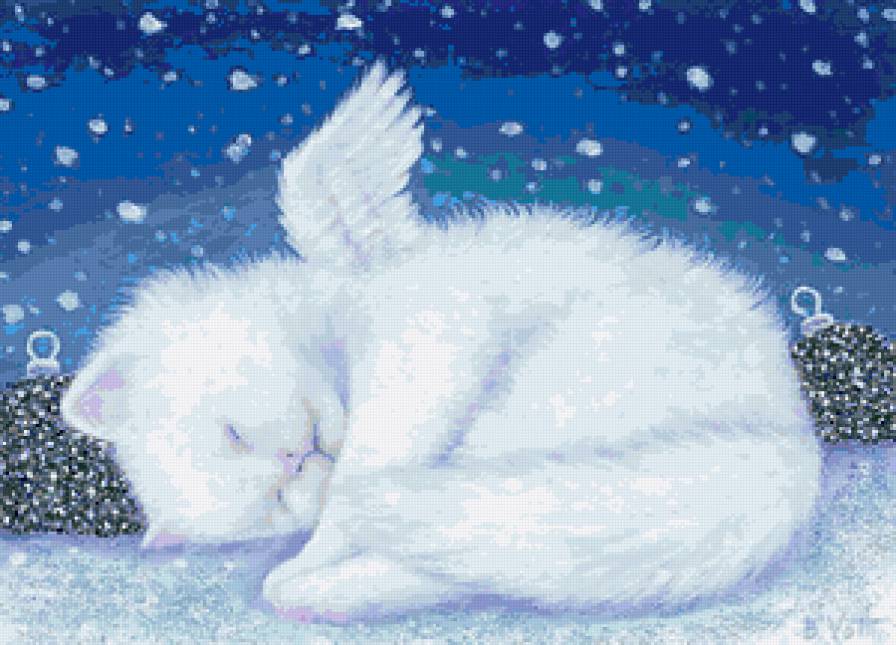 Снежный кот - рождество, котик, кот, сказка, снег, котенок, ангел, ангелочек - предпросмотр