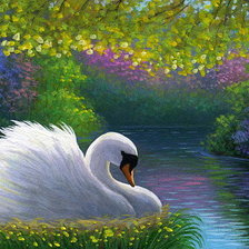 Схема вышивки «лебедь»