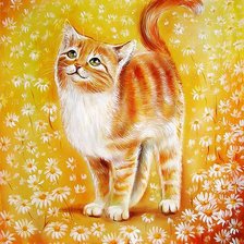 Схема вышивки «Рыжик и ромашки»