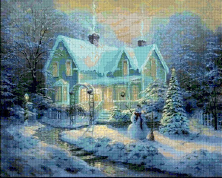 Зимушка-зима - пейзаж, зима, домик - предпросмотр