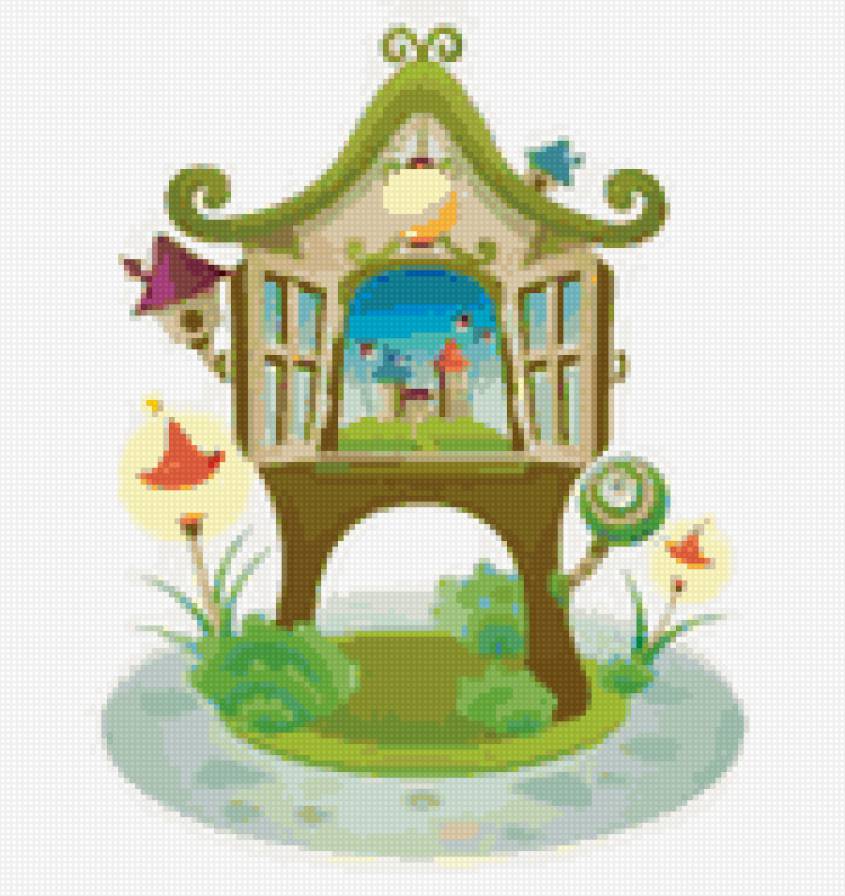 домик - дом, детский рисунок - предпросмотр