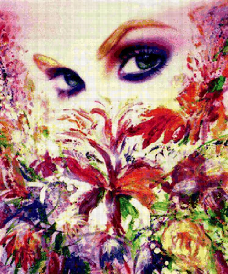 №138159 - девушка, глаза, цветы - предпросмотр