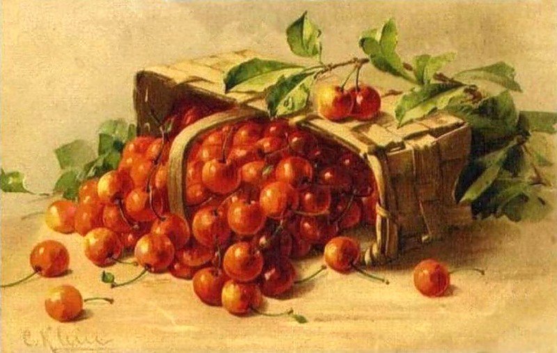 Корзина с вишней - ягоды, корзина, вишня - оригинал