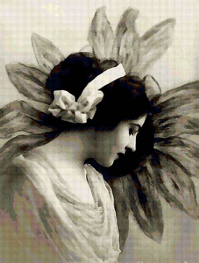 №138254 - девушка, цветы, винтаж - предпросмотр