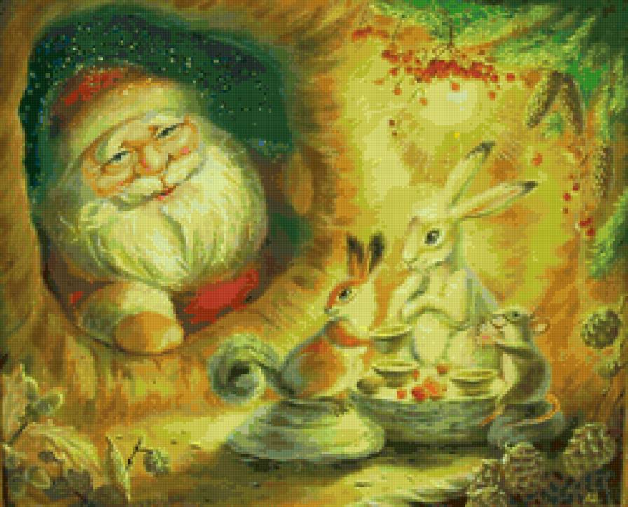 С новым годом - животные, открытка - предпросмотр