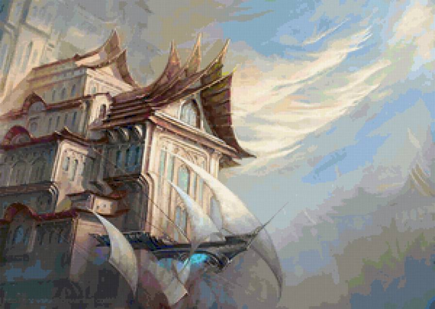 Воздушный замок - дом, полет, замок, фантастика - предпросмотр