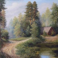 Схема вышивки «Домик в лесу»