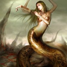 Схема вышивки «девушка-змея»