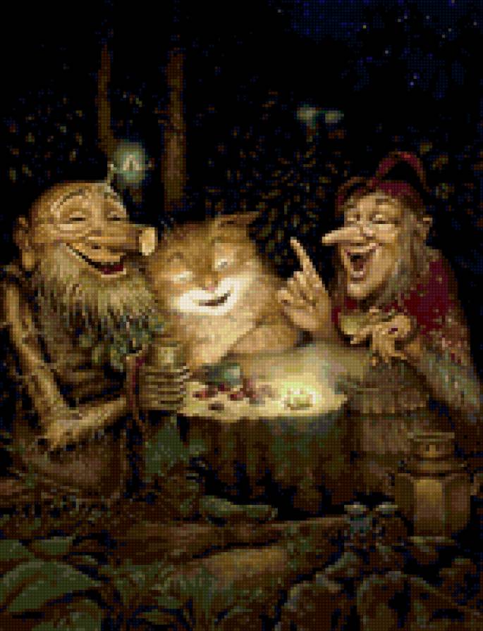 сказочные жители - кот, сказка, баба яга, леший - предпросмотр