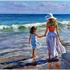 Схема вышивки «Девочка с мамой. Волегов.»