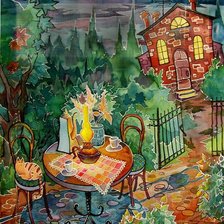 Схема вышивки «столик на двоих»