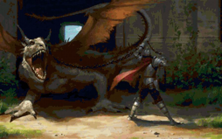 Дракон - дракон, сражение, рыцарь - предпросмотр