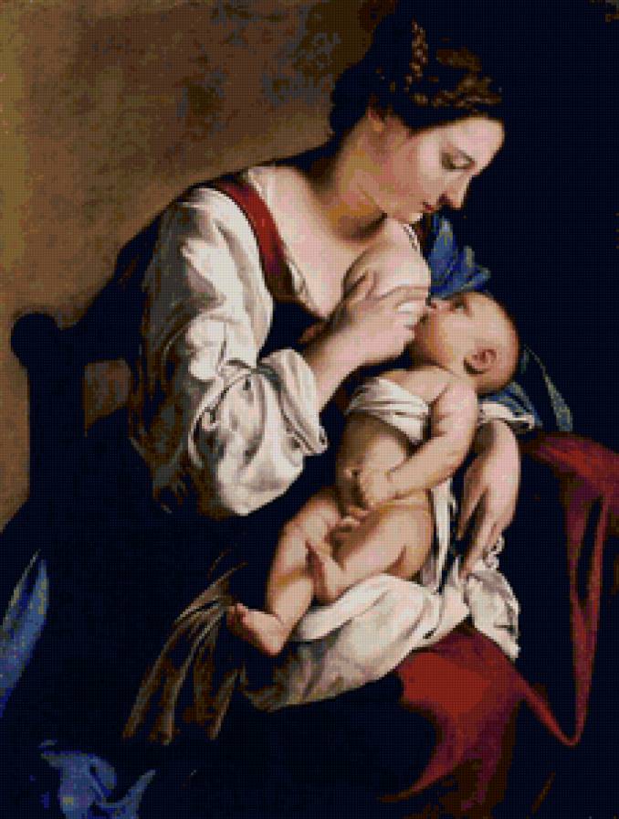 Орацио Джентилески : Мадонна с младенцем - искуство, мадонна - предпросмотр