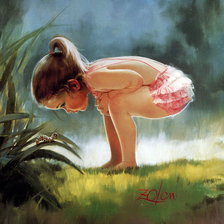 Схема вышивки «девочка и улитка»