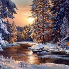 Зимний пейзаж с рекой