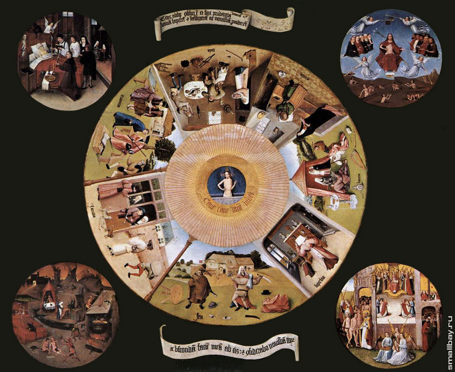 Семь смертных грехов. - святые, икона, люди. - оригинал