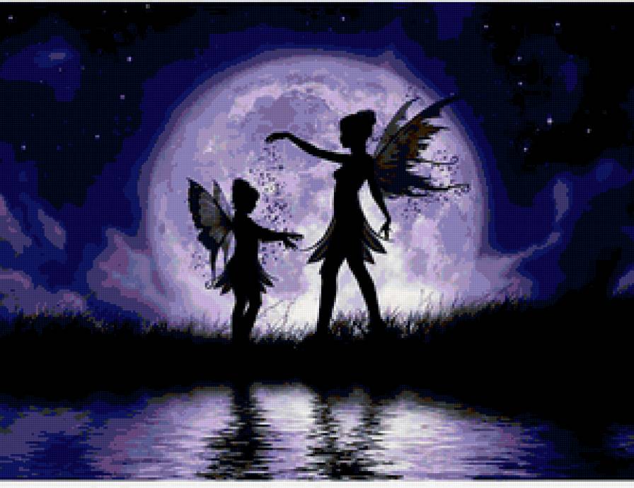 Лунные феи - девушки, живопись, пейзаж - предпросмотр