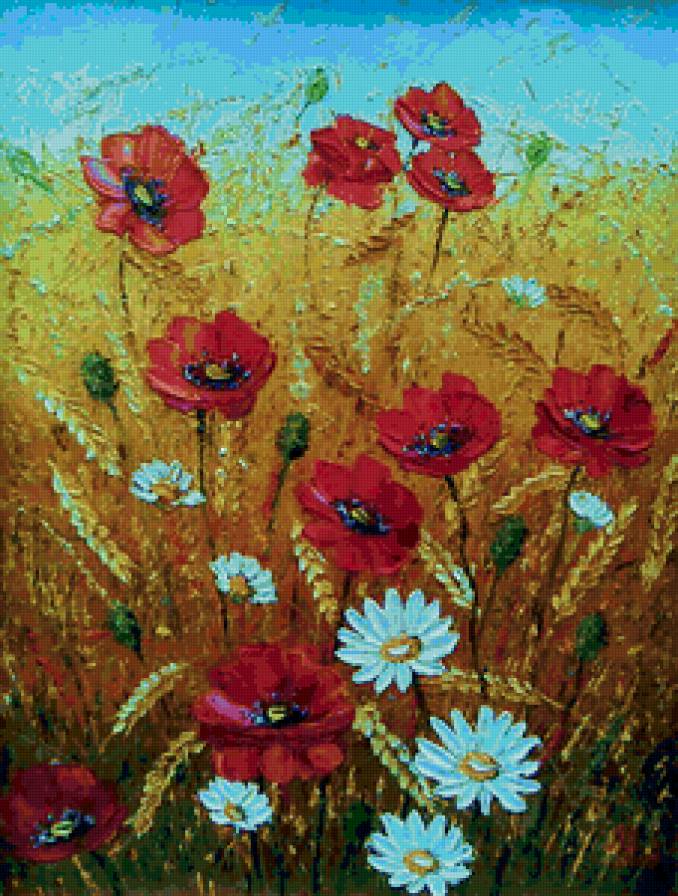 №140368 - маки, поле, ромашка, цветы - предпросмотр