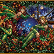 Схема вышивки «Эльфы в рождество»