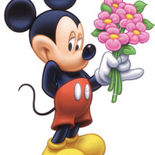 Схема вышивки «Микки с цветами»